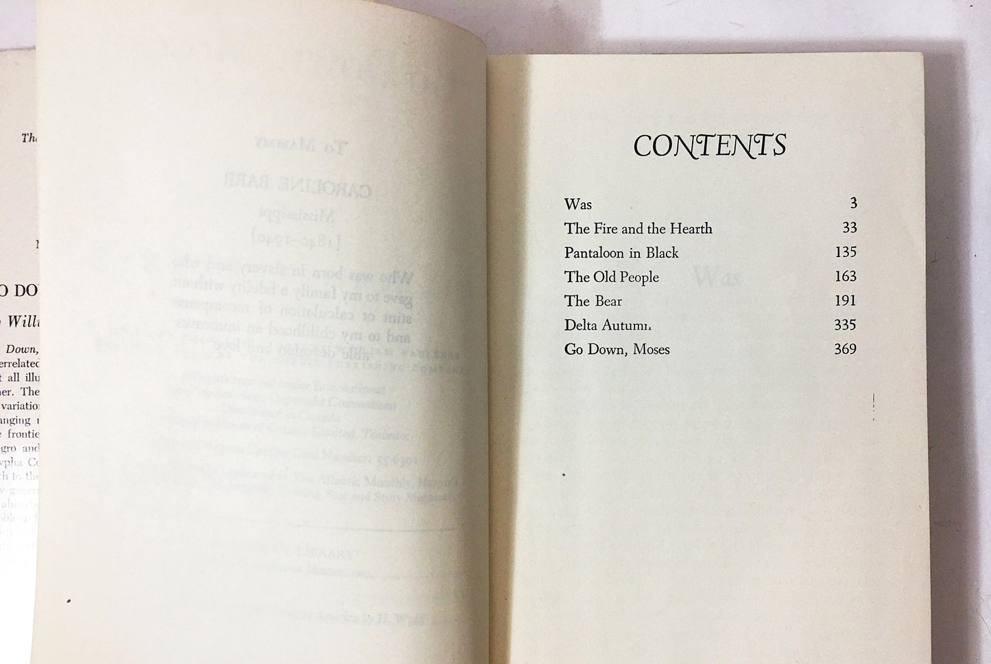 1955 Go Down, Moses vintage Modern Library Book by Faulkner unified narrative about family race land and inheritance in the American South