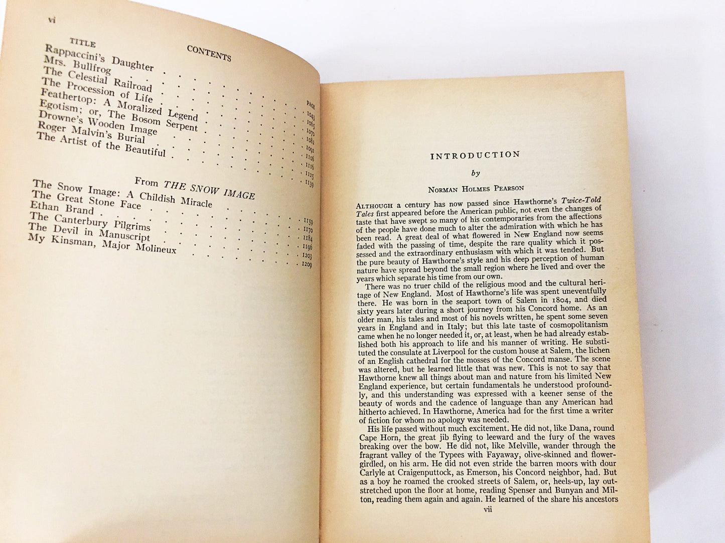Nathaniel Hawthorne Complete Novels and Selected Tales. Yellow bookshelf home decor Modern Library vitnage book circa 1965.