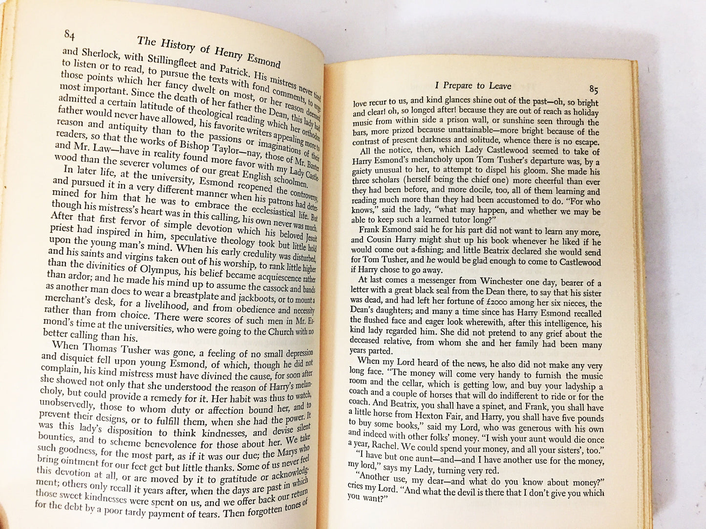Thackeray Masterpiece History of Henry Esmond. Beautiful vintage book about a young man making his way in the corrupt world. Home decor gift