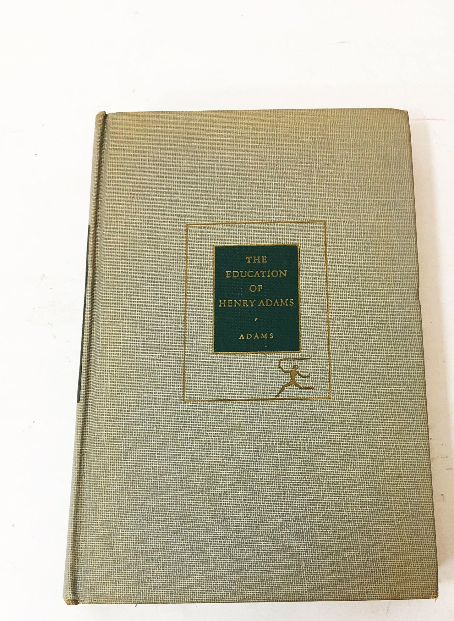 1931 Education of Henry Adams Vintage Modern Library book Gray home office decor. Autobiography of struggle with youth in Boston