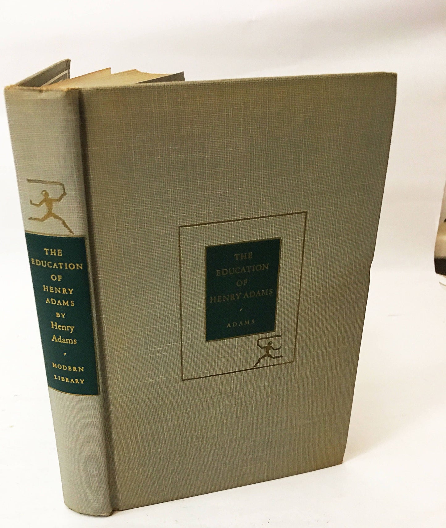 1931 Education of Henry Adams Vintage Modern Library book Gray home office decor. Autobiography of struggle with youth in Boston