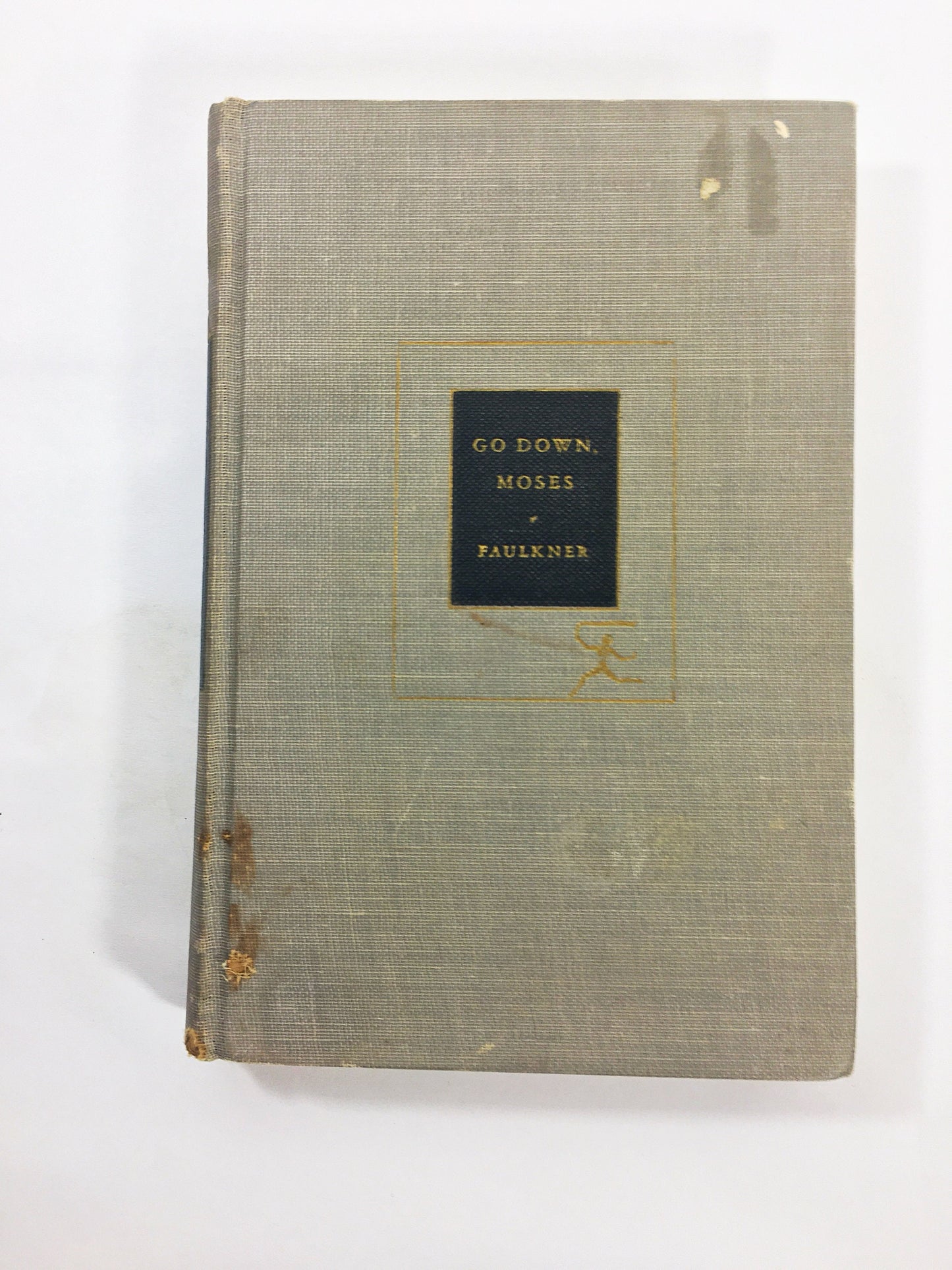 1946 William Faulkner Go Down Moses vintage Modern Library book Short stories which comprise one novel Gray bookshelf decor Stocking stuffer