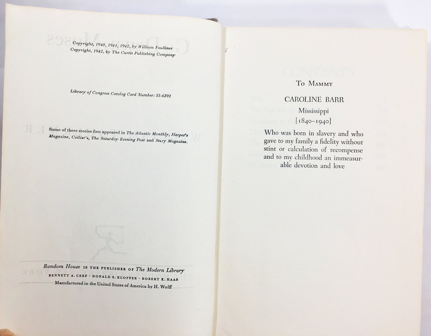 1946 William Faulkner Go Down Moses vintage Modern Library book Short stories which comprise one novel Gray bookshelf decor Stocking stuffer