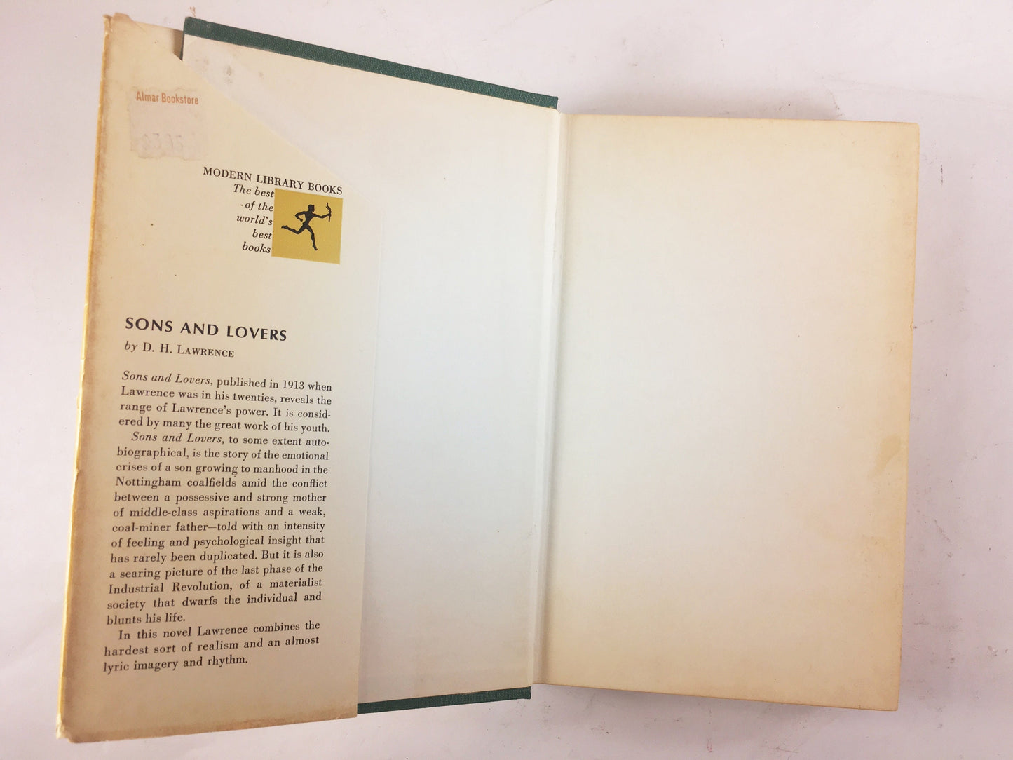Sons and Lovers by DH Lawrence. Vintage Modern Library Book circa 1962. Oedipus complex Freudian allegory. Listed in top 10 books!