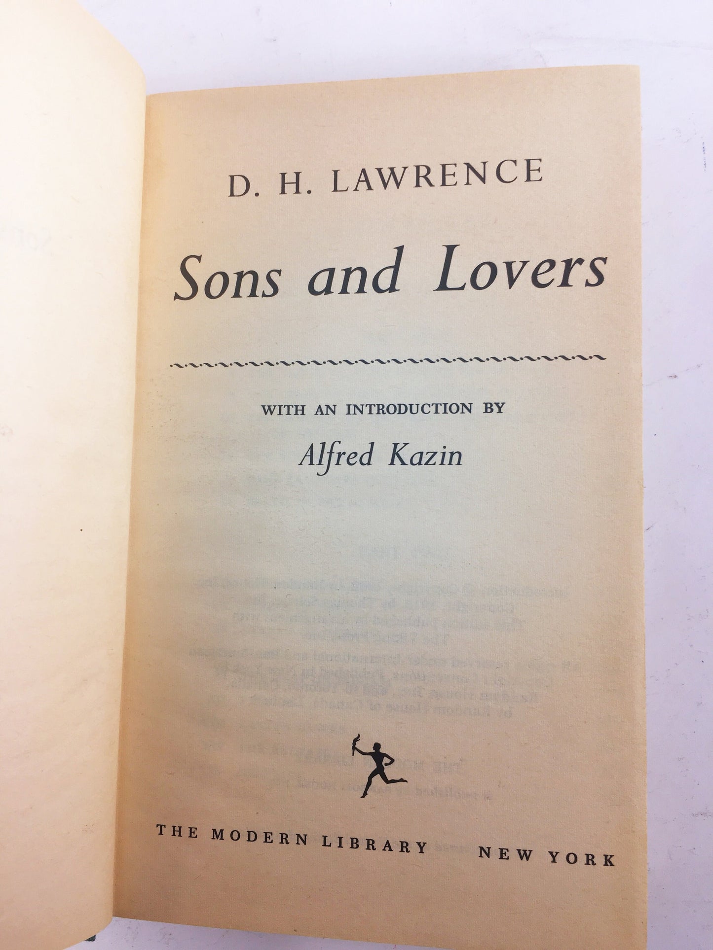 Sons and Lovers by DH Lawrence. Vintage Modern Library Book circa 1962. Oedipus complex Freudian allegory. Listed in top 10 books!