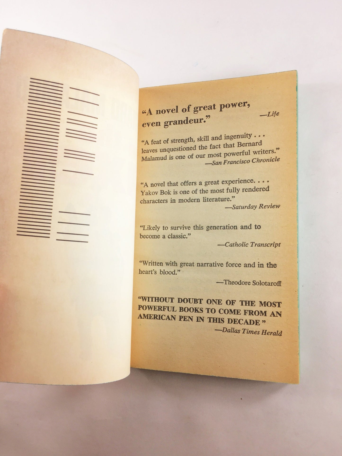 The Fixer by Malamud. EARLY PRINTING Vintage paperback book circa 1969. National Book Award and the Pulitzer Prize. Great Jewish novel