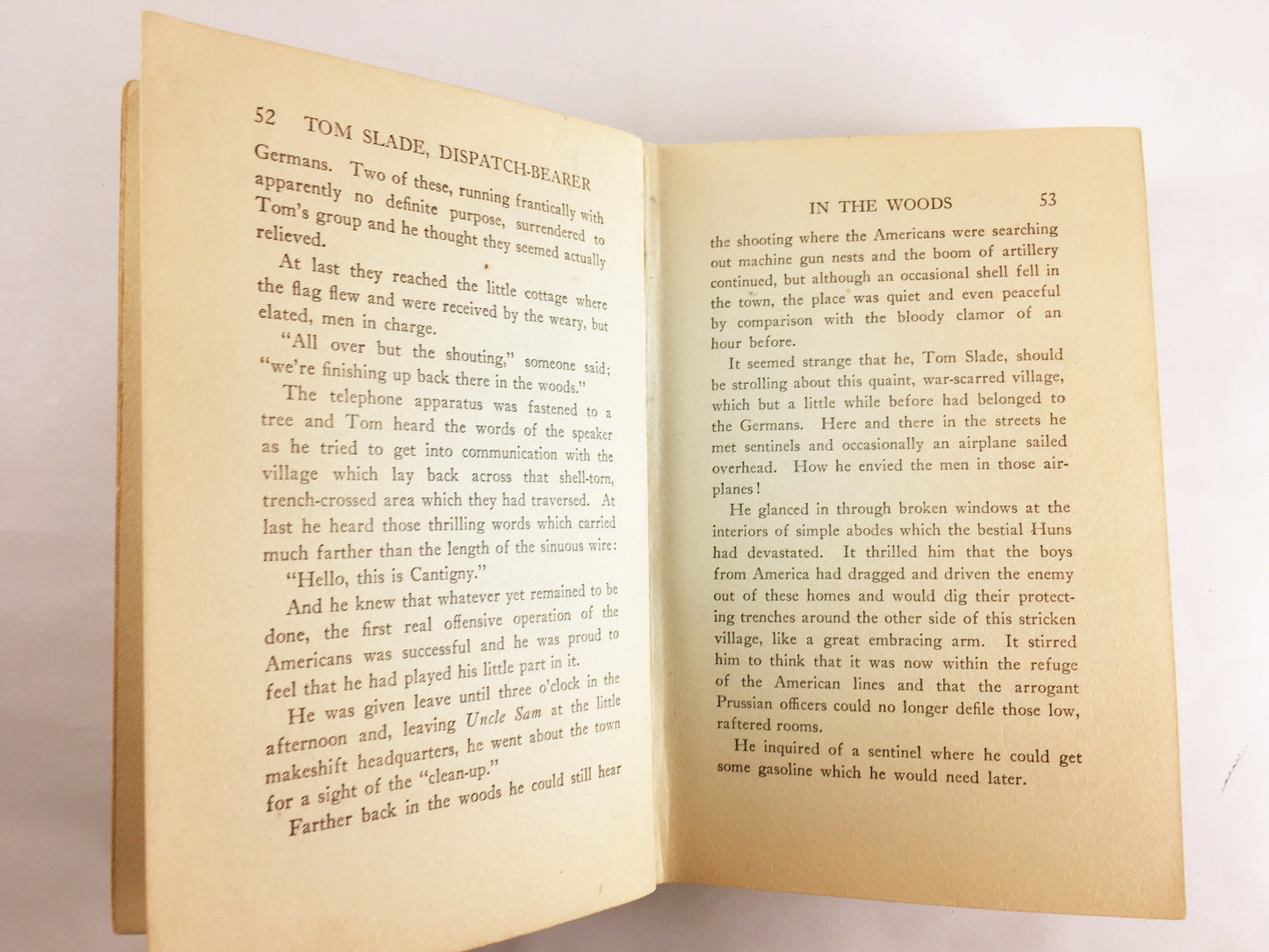 Tom Slade Motorcycle Dispatch Bearer by Percy Fitzhugh circa 1918. Boy Scouts WWII Antique vintage book gift. Green decor