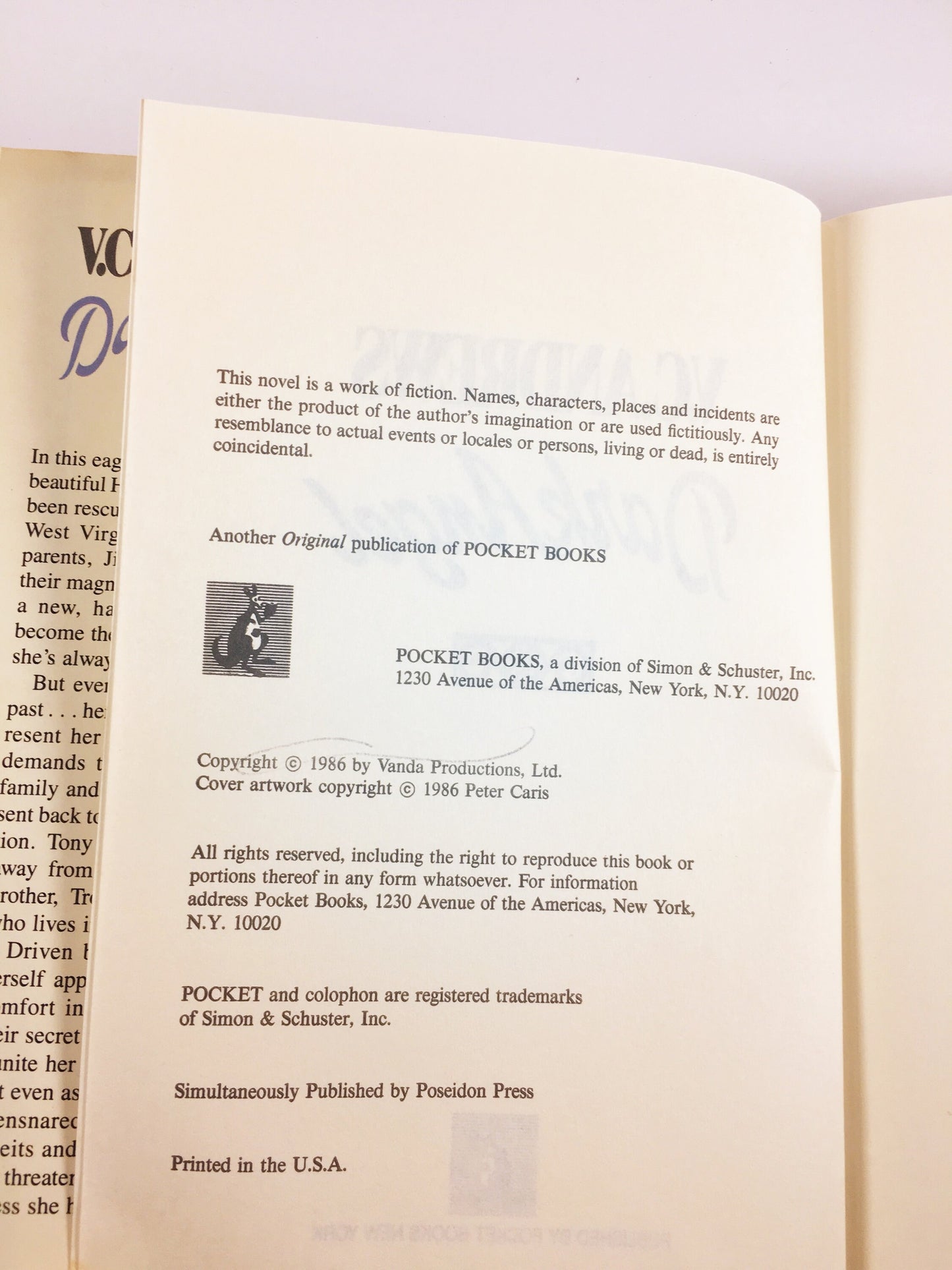 Dark Angel by VC Andrews vintage book circa 1986. BCE Second book in the Casteel Series.
