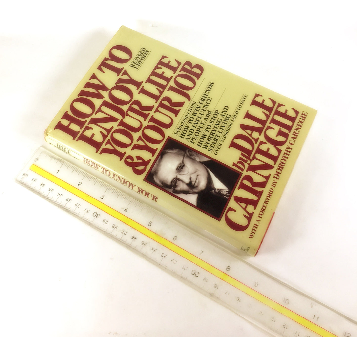 Dale Carnegie How to Enjoy your Life & your Job FIRST EDITION vintage book Yellow home office book decor. Mindfulness Improvement self care