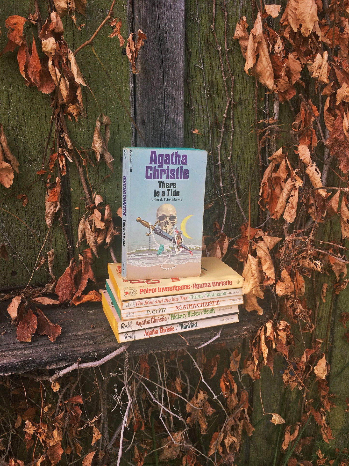 Agatha Christie vintage EARLY and FIRST printing paperback books. Murder mystery crime fiction circa 1960s 1970s. Bookshelf home decor gift
