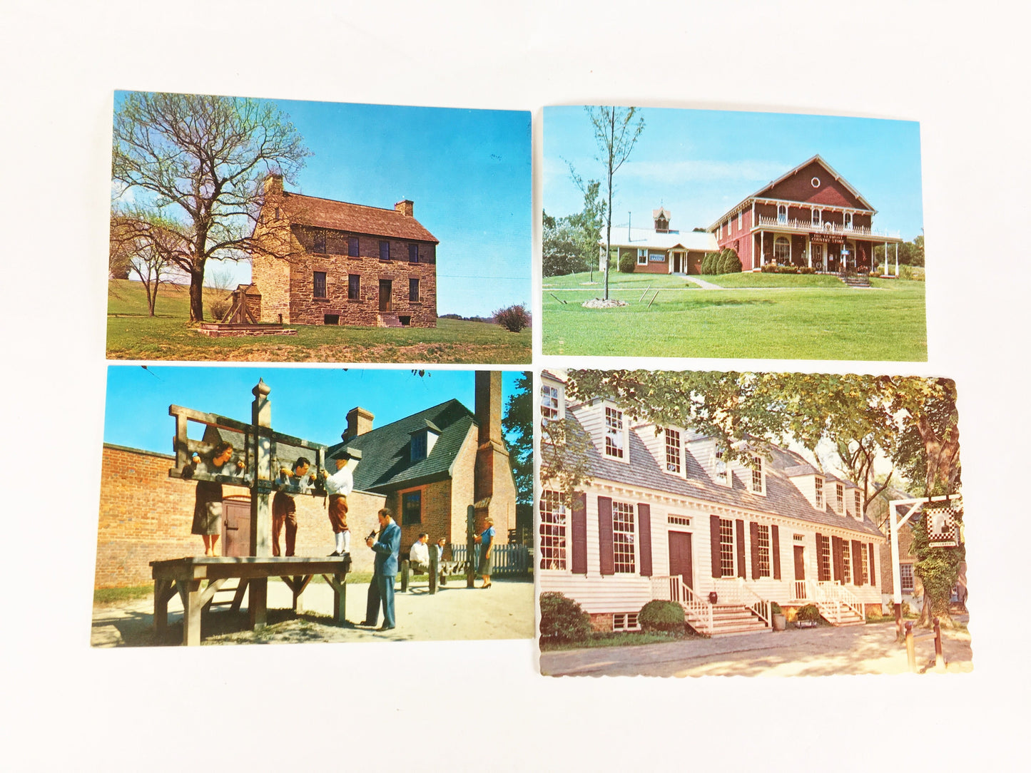1960s Vintage set of 10 assorted postcards including George Washington First Day of Issue Stamp circa 1966. Vermont Atlantic City Virginia