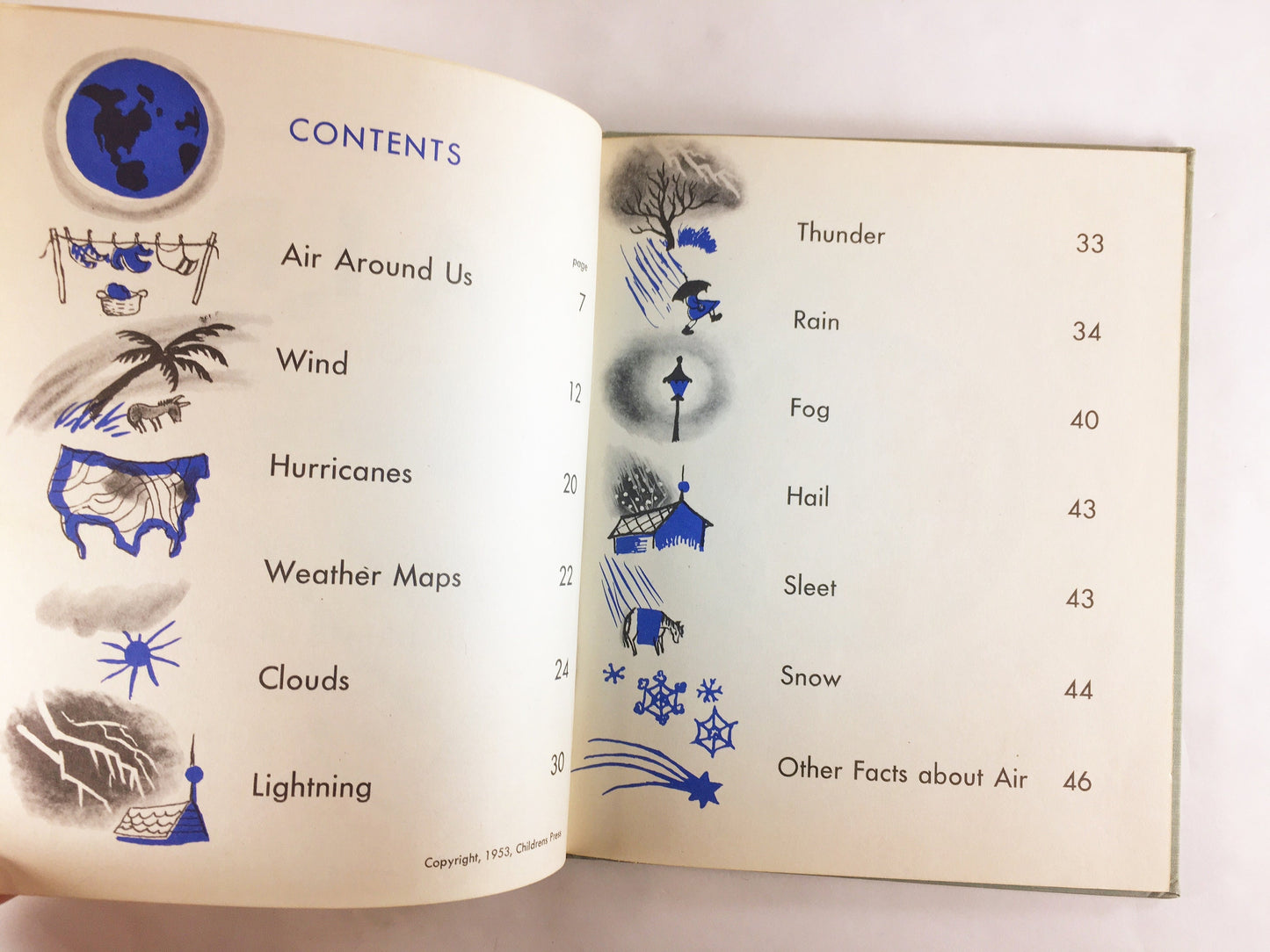 1953 True book of Air Around Us by Margaret Friskey. FIRST EDITION Vintage book Children's Press. Blue home decor environment world nature