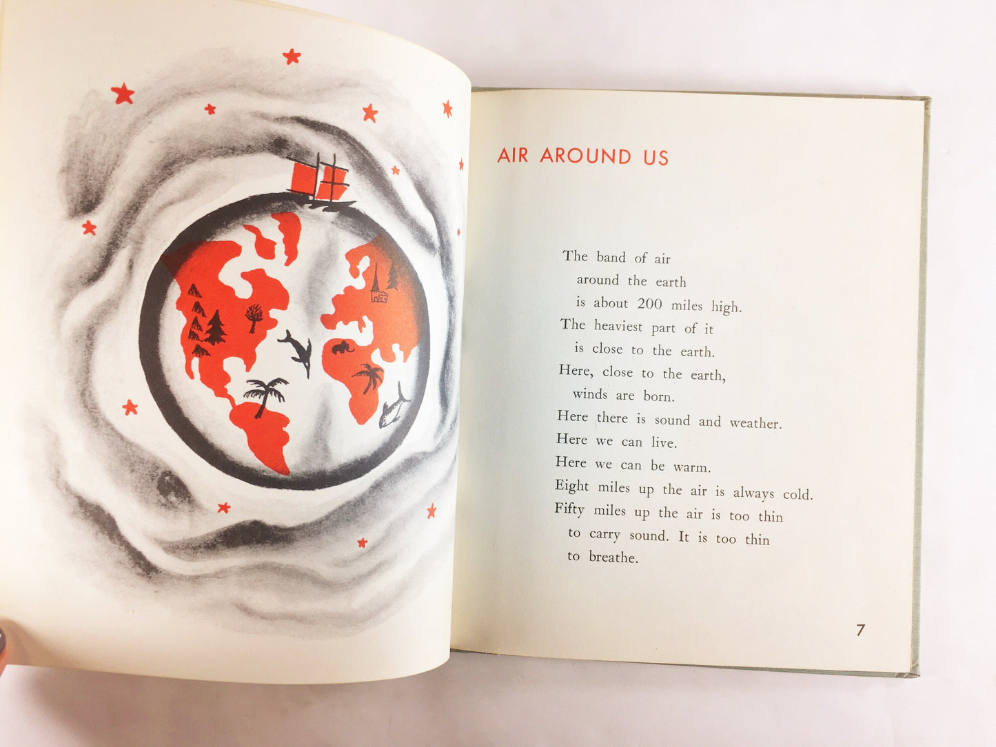 1953 True book of Air Around Us by Margaret Friskey. FIRST EDITION Vintage book Children's Press. Blue home decor environment world nature
