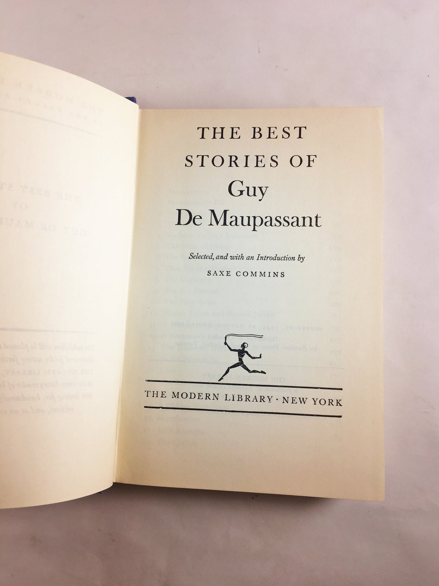 Guy de Maupassant Best Stories Vintage Modern Library book circa 1945 Blue home decor Ball of Suet, the necklace Gift