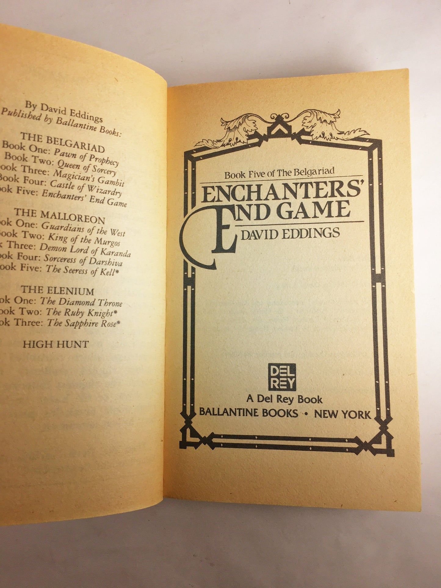 David Eddings Enchanters' End Game. Book five of the Belgariad. Vintage paperback book circa 1989. Scifi fantasy gift.