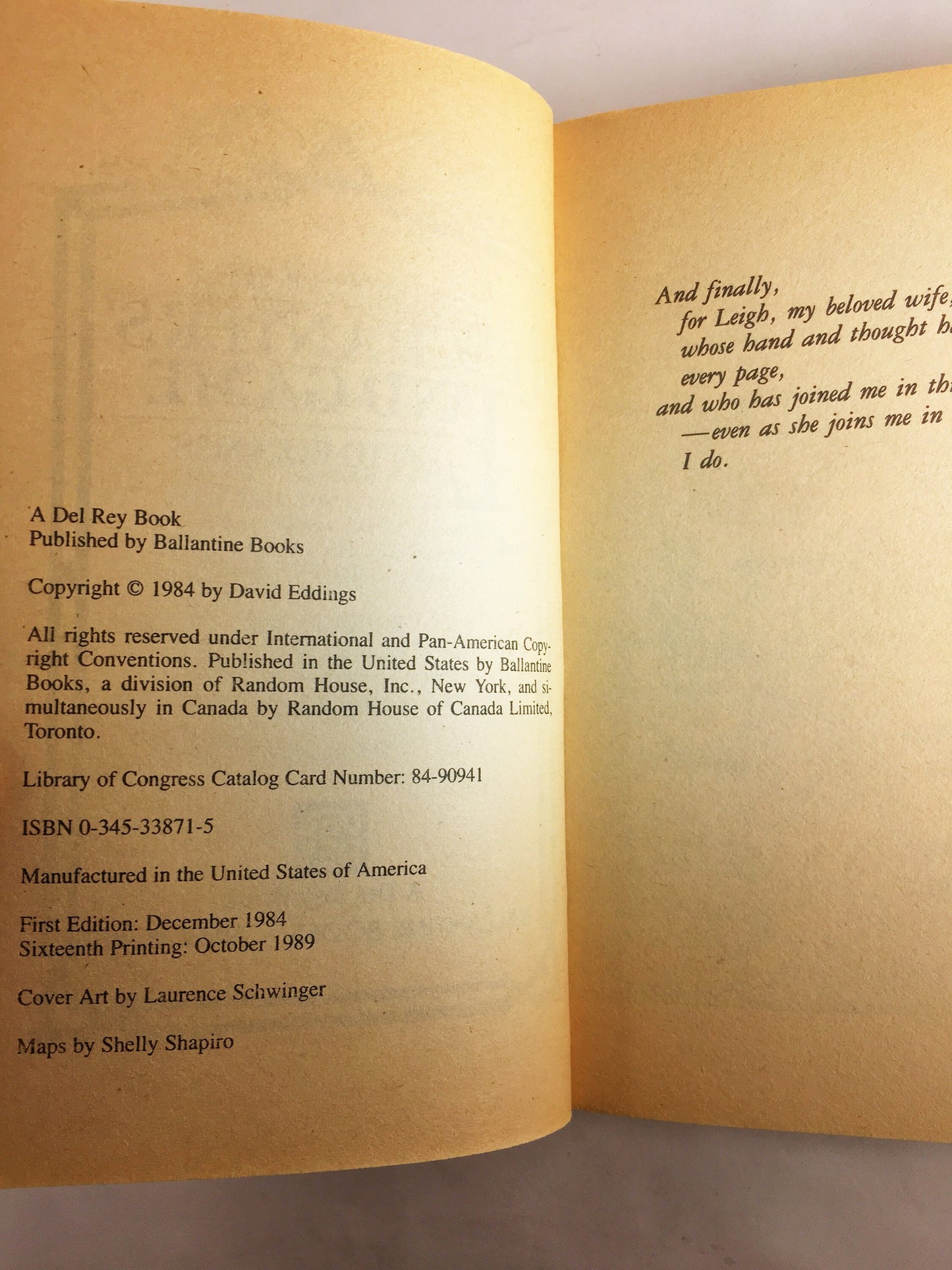 David Eddings Enchanters' End Game. Book five of the Belgariad. Vintage paperback book circa 1989. Scifi fantasy gift.