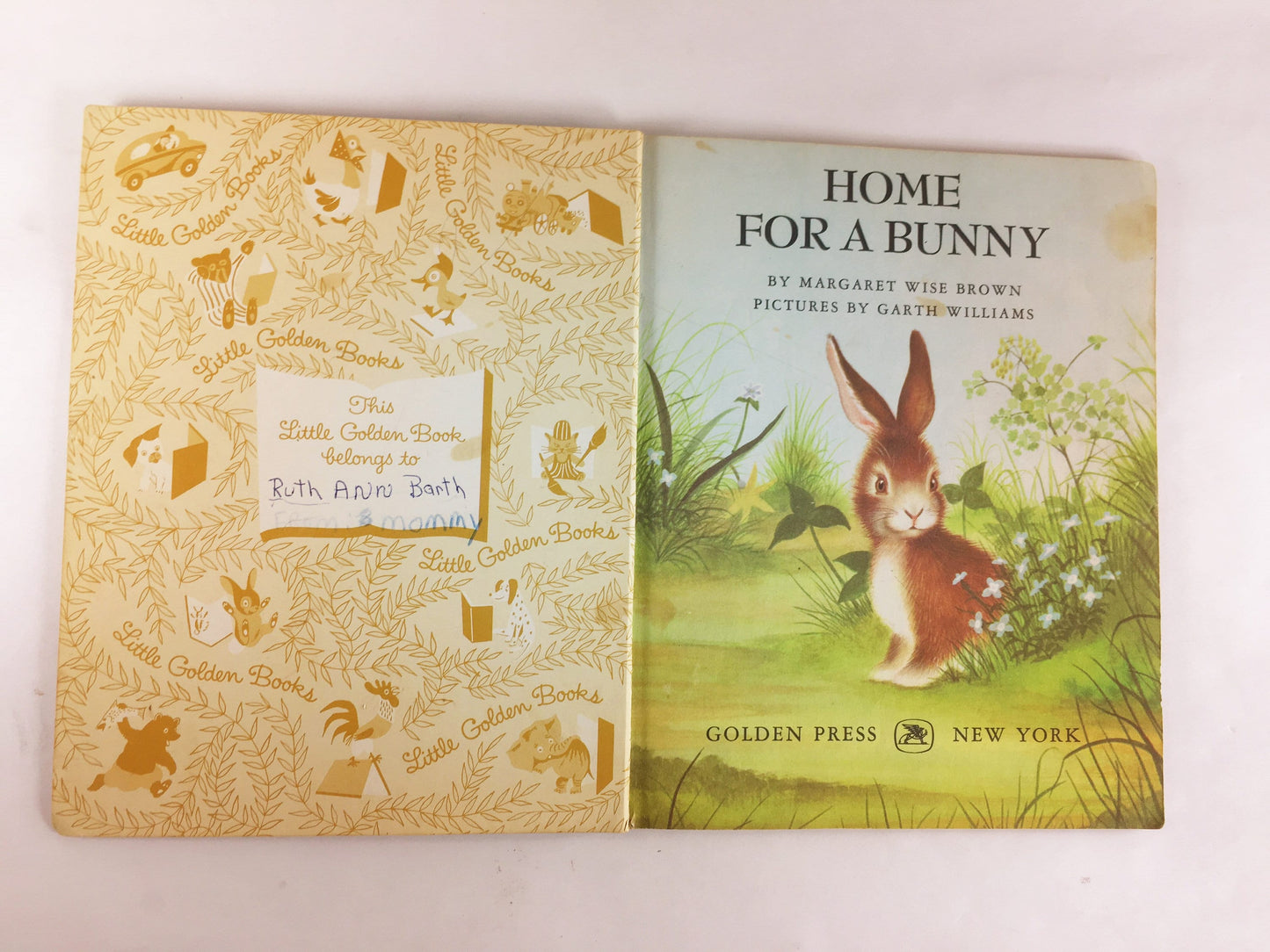 Margaret Wise Brown Home for a Bunny illustrated by Garth Williams. Little Golden Book circa 1961 vintage “D” early printing