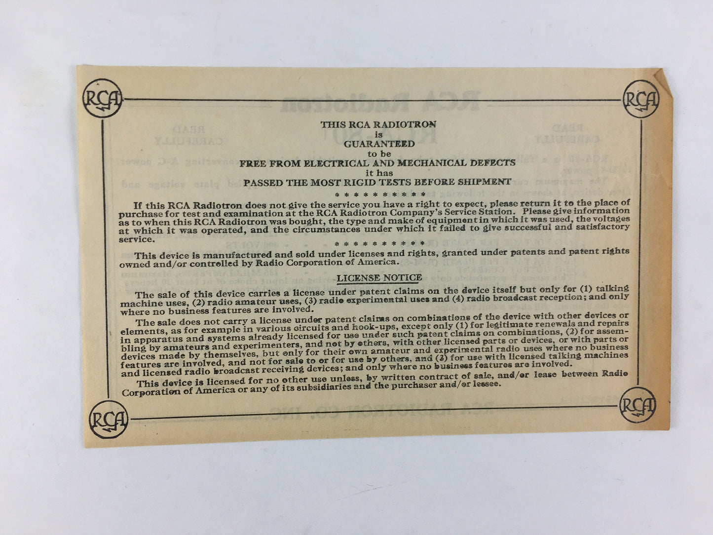 RCA Radiotron 80 Technical Bulletin. Vintage Collectible UX-280 document sheet circa 1939 for antique radio & tubes. Art wall home decor