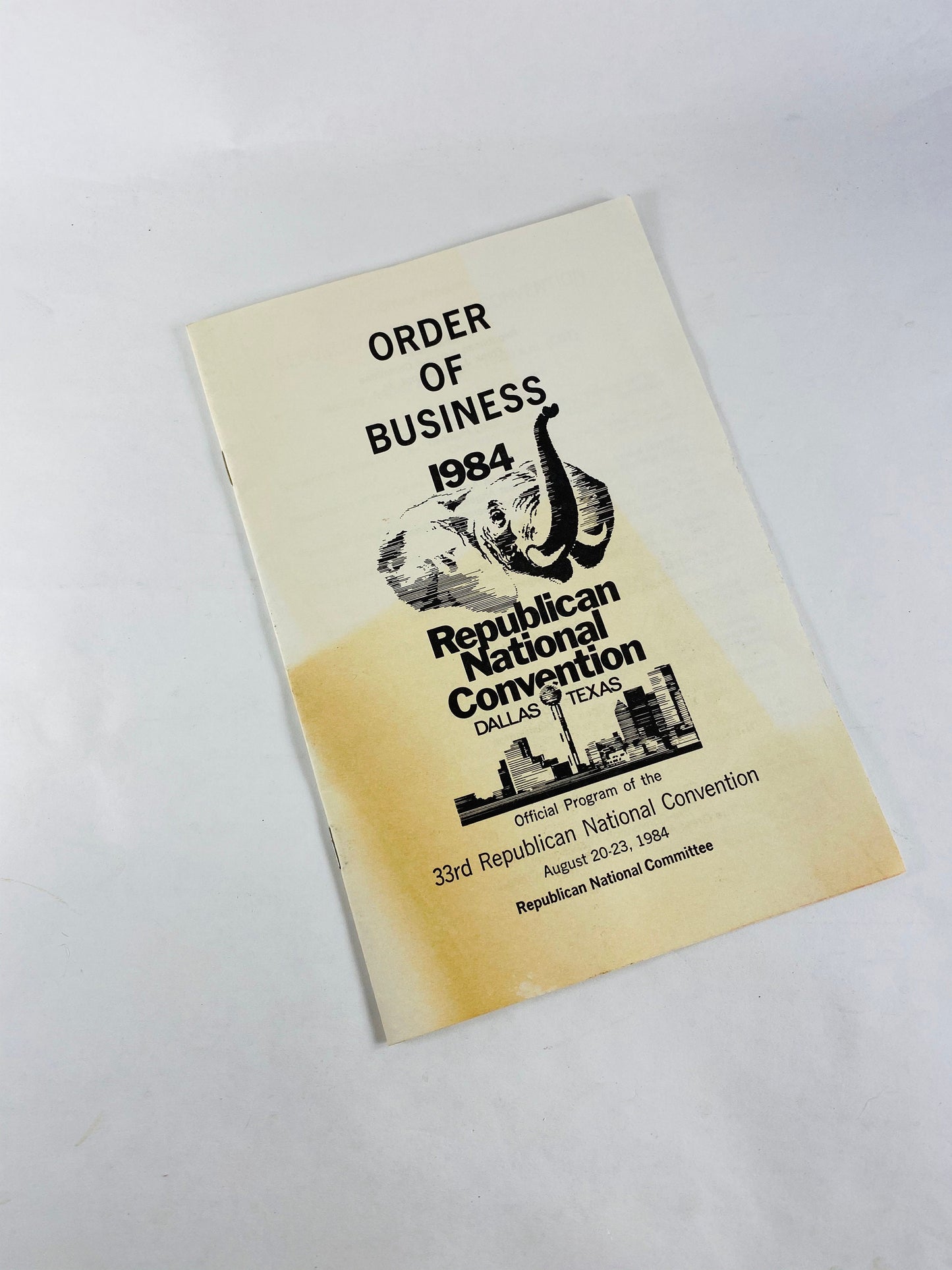 1984 Republican National Convention Reagan Bush vintage memorabilia Dallas Texas. Order of Business, envelopes, pamphlets, postcards ticket