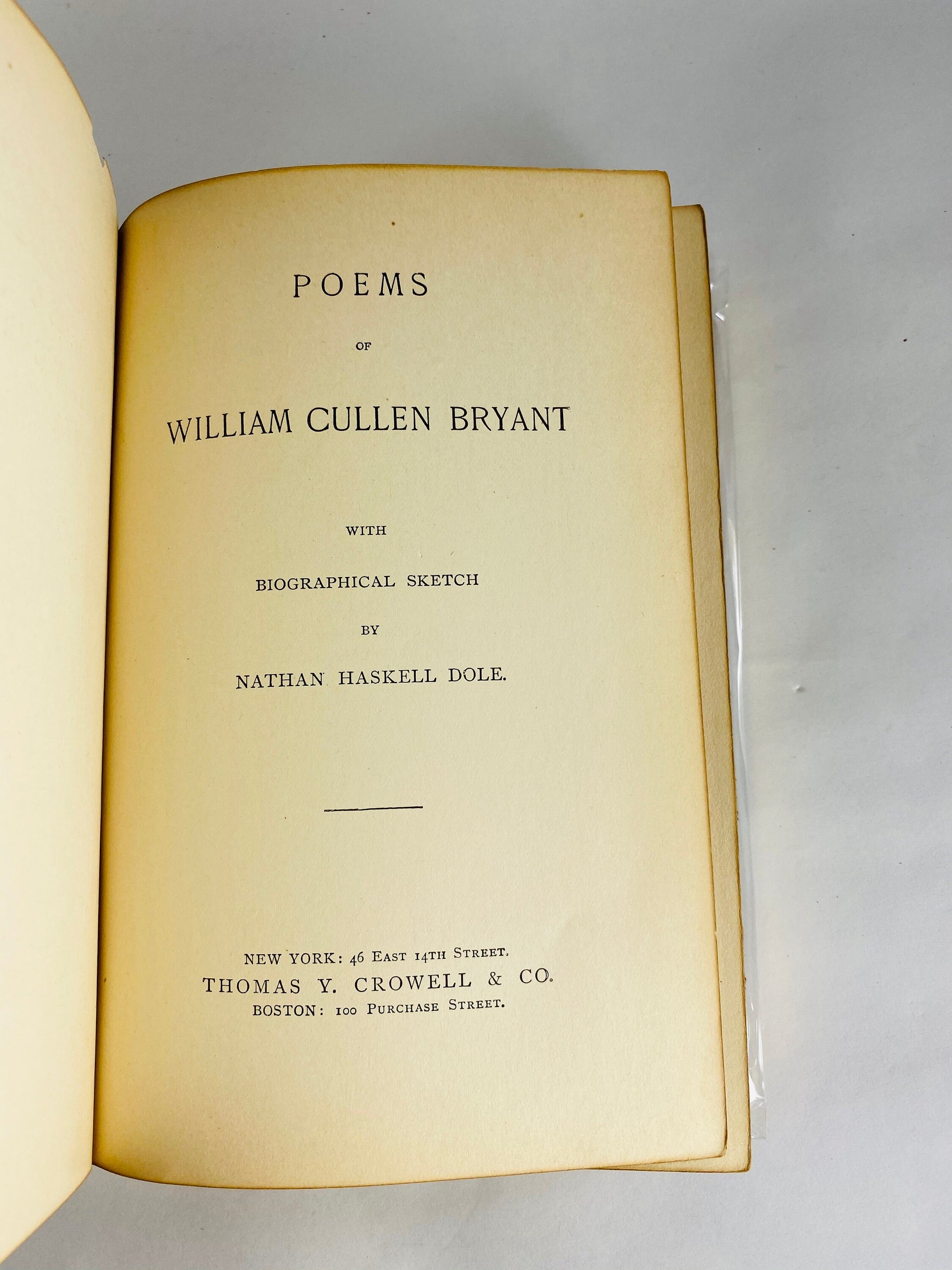 William Cullen Bryant FIRST EDITION book of poems circa 1893 Beautiful Antique Victorian Brown leather book gilded gold bookshelf home decor