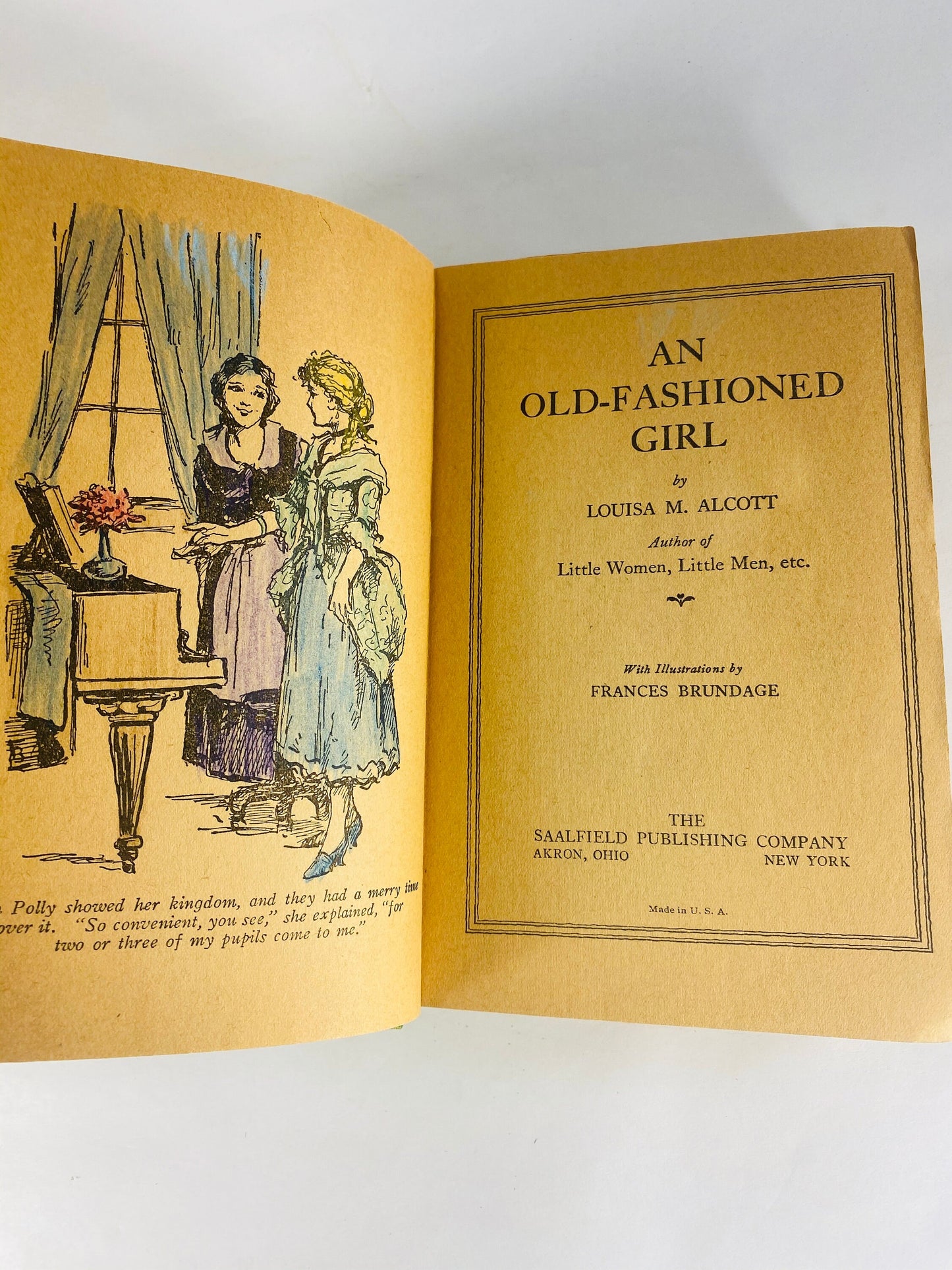 1928 Old Fashioned Girl by Louisa May Alcott EARLY PRINTING vintage book Story of Polly Milton, a country girl in the city. Poor Condition