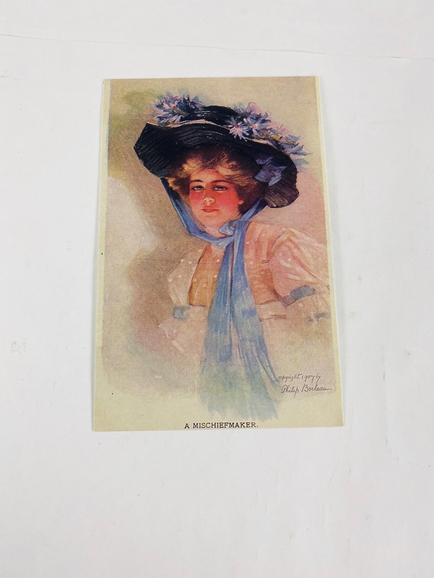 Vintage postcard lot tinted women set Home office decor suitable for framing. Cherub baby, women with hats