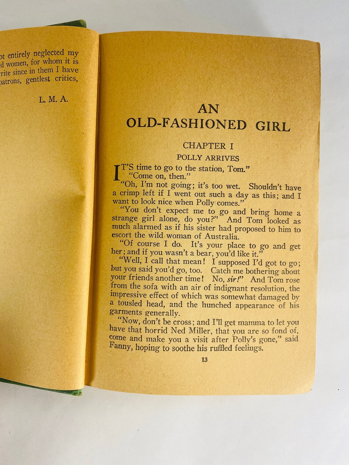 1928 Old Fashioned Girl by Louisa May Alcott EARLY PRINTING vintage book Story of Polly Milton, a country girl in the city. Poor Condition