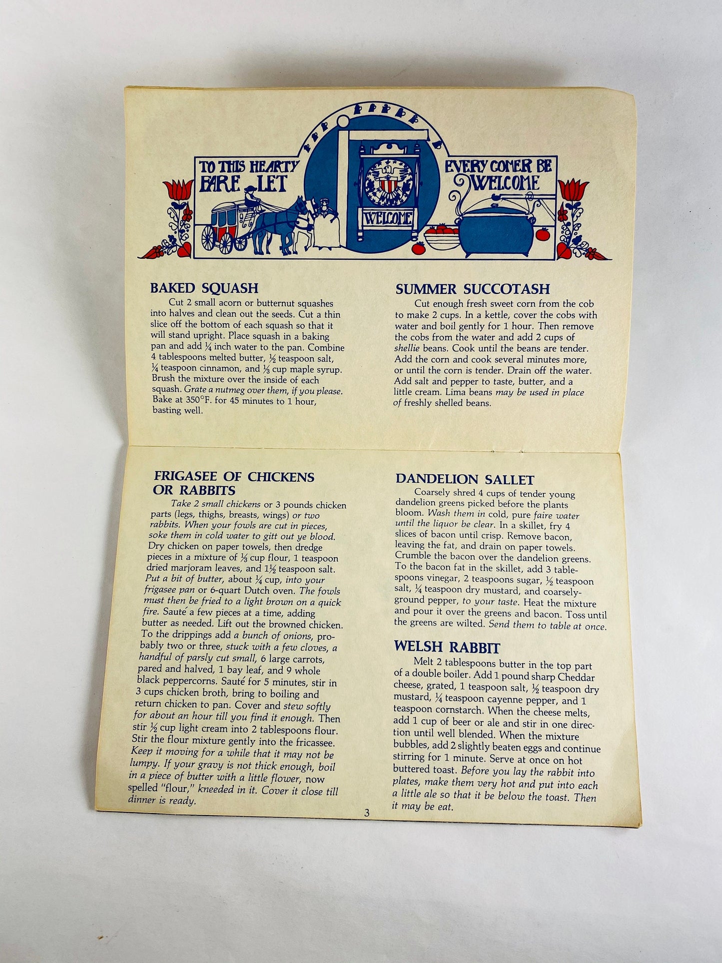 Young Republic Family Recipe Book by Marilyn Kluger of San Antonio Texas. Elder Flower Wine, Pease Porridge, Syllabub Under the Cow