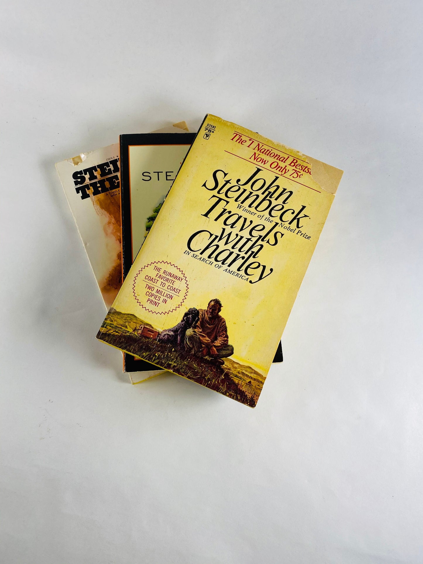 John Steinbeck Travels with Charley, The Pearl, Of Mice & Men, Wayard Bus. Vintage paperback book Penguin Bantam