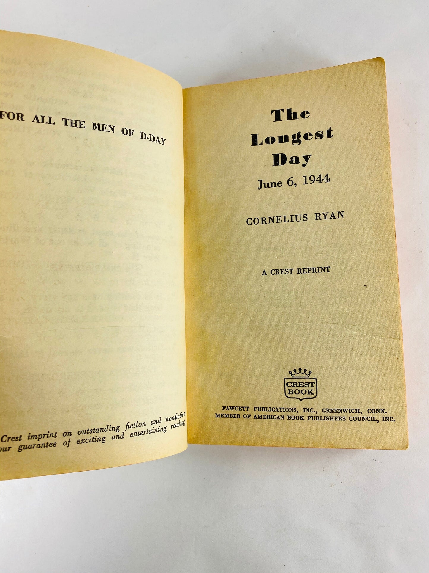 1962 Cornelius Ryan Longest Day vintage paperback D-Day invasion of Normandy, Operation Deadstick, gliderborne Pegasus Horsa World War II