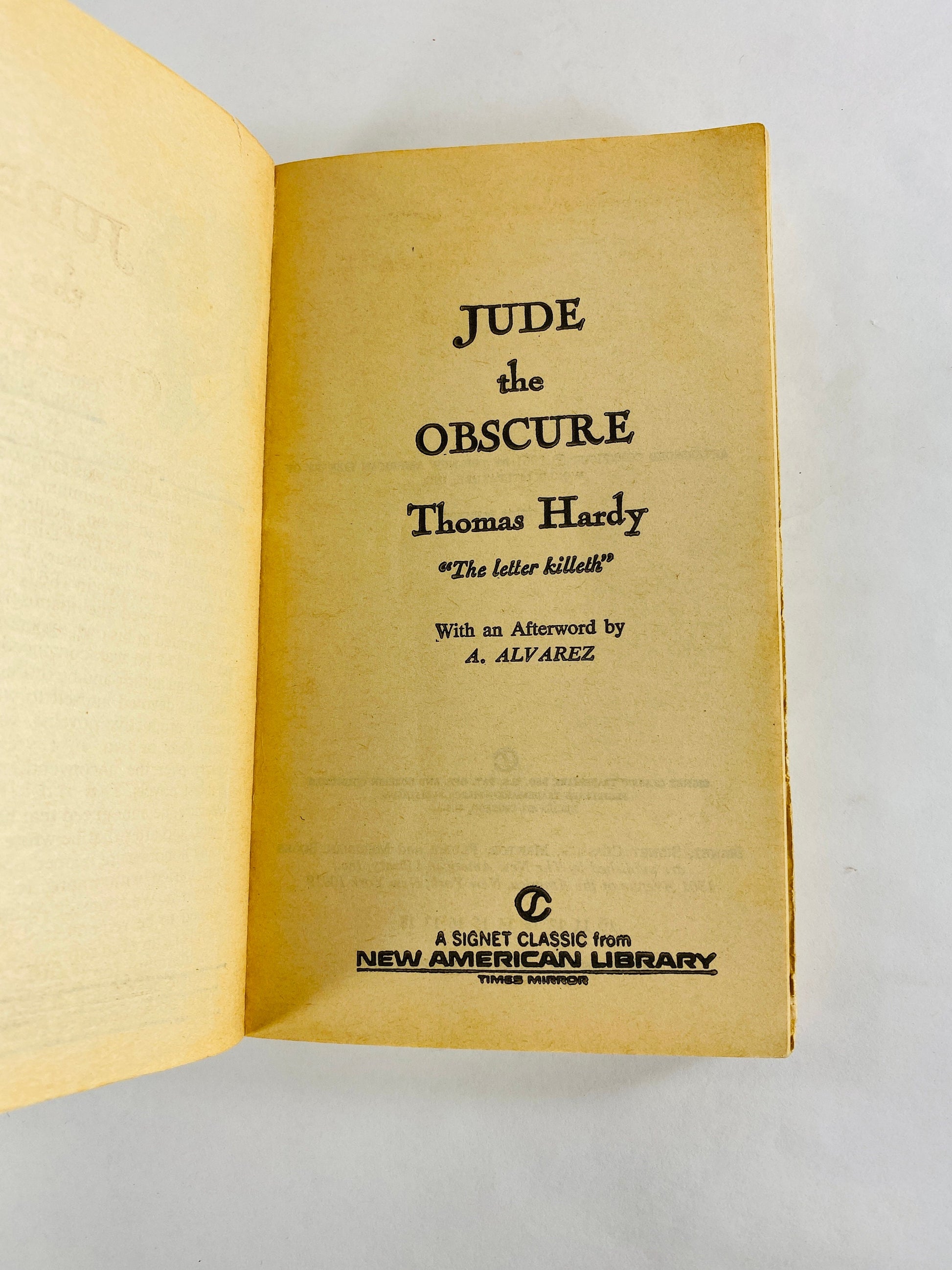 Jude the Obscure by Thomas Hardy Vintage paperback book about a man who falls in love with a sensitive, freethinking 'New Woman'.