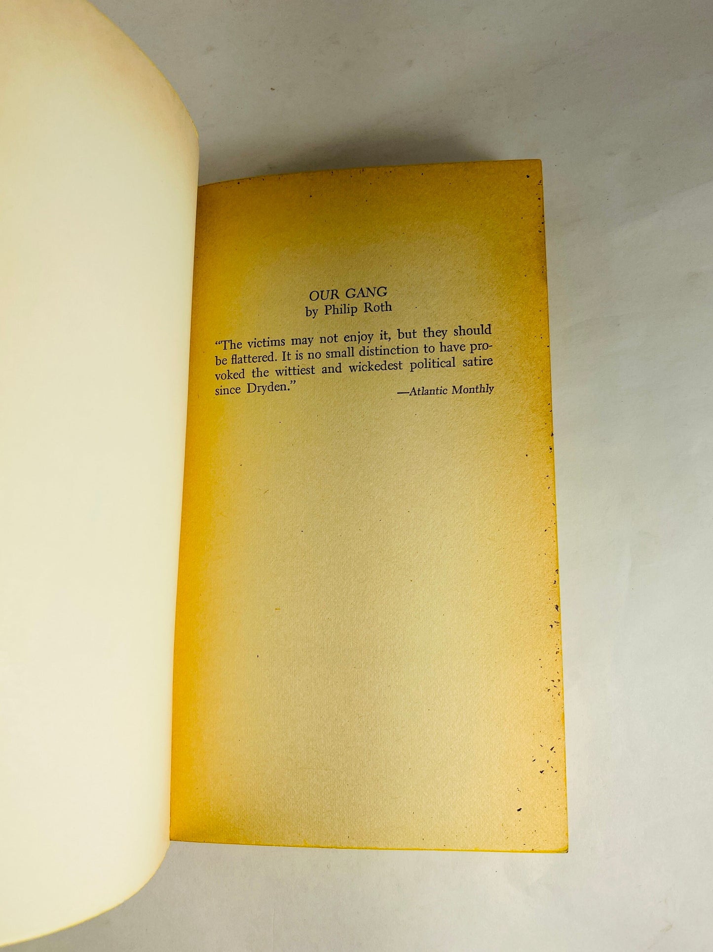 Our Gang by Philip Roth vintage political satire paper book 1972 a brilliantly indignant response to the phenomenon of Richard M. Nixon.