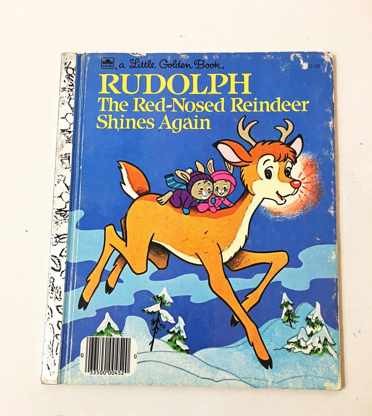 Rudolph the Red-Nosed Reindeer Shines Again vintage Little Golden Book circa 1982. Children's stocking stuffer Santa Frosty. Darrell Baker