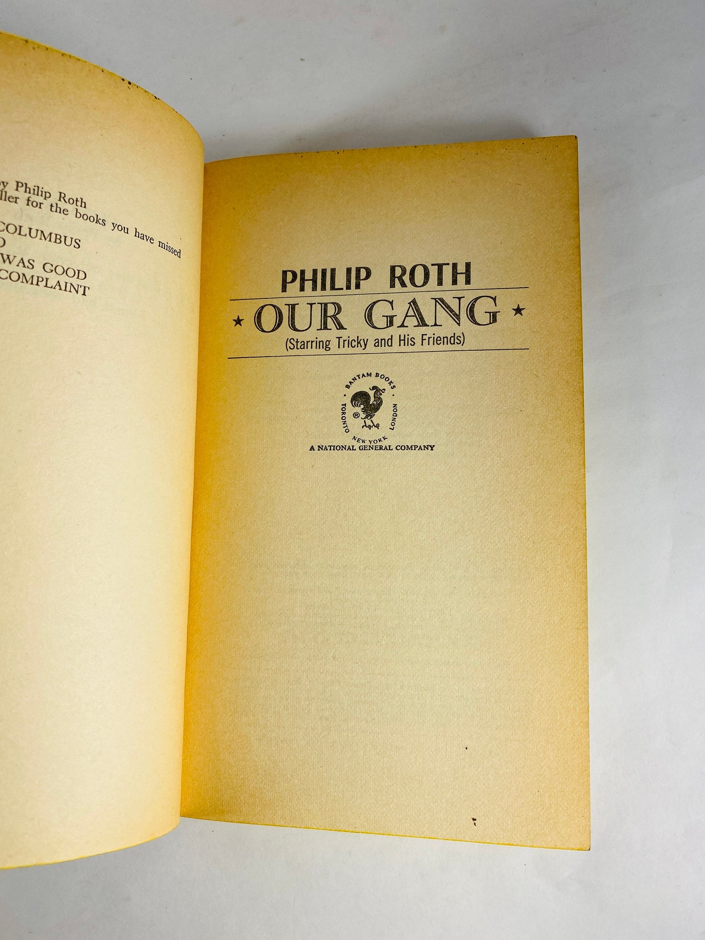 Our Gang by Philip Roth vintage political satire paper book 1972 a brilliantly indignant response to the phenomenon of Richard M. Nixon.
