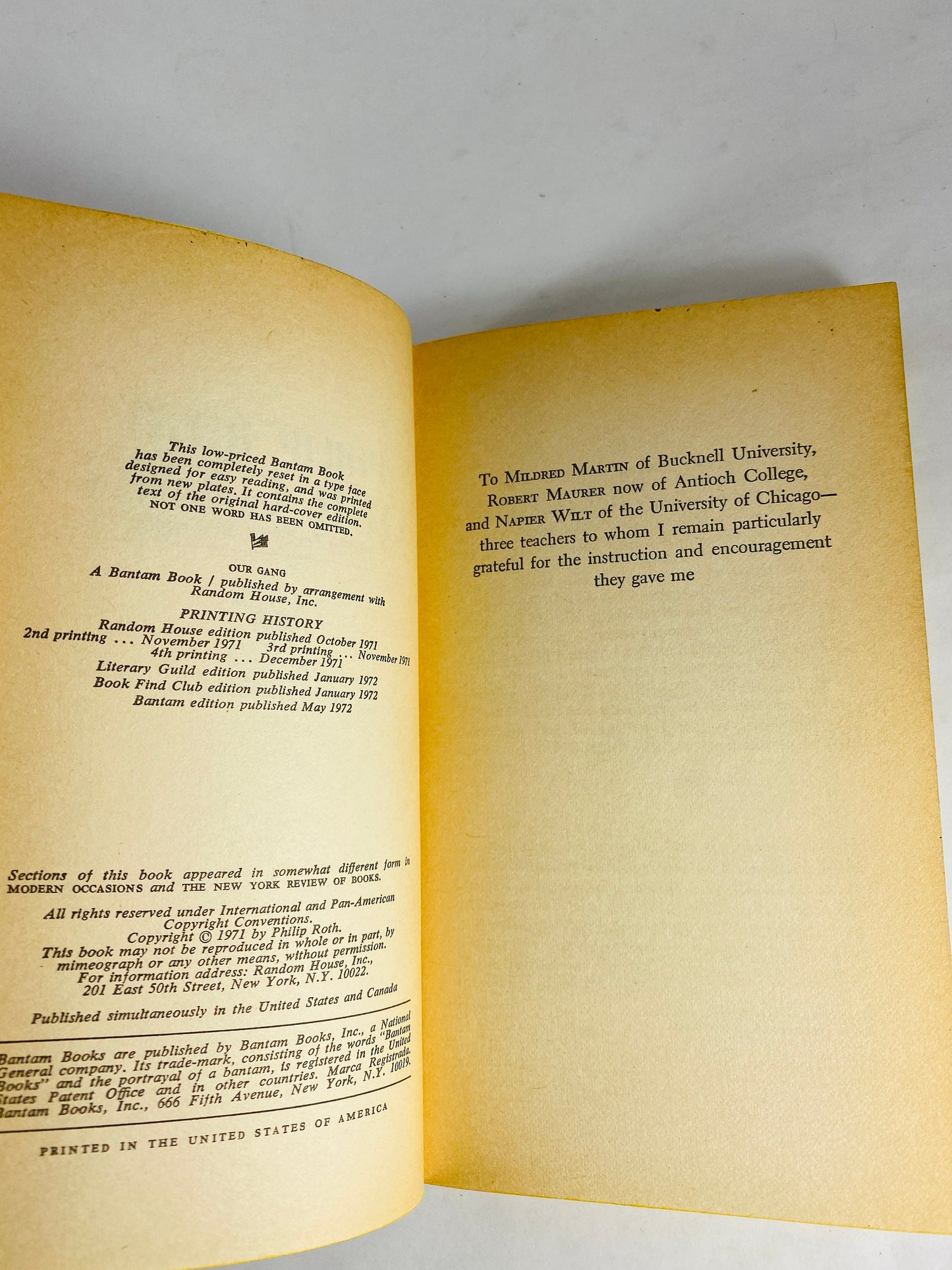 Our Gang by Philip Roth vintage political satire paper book 1972 a brilliantly indignant response to the phenomenon of Richard M. Nixon.