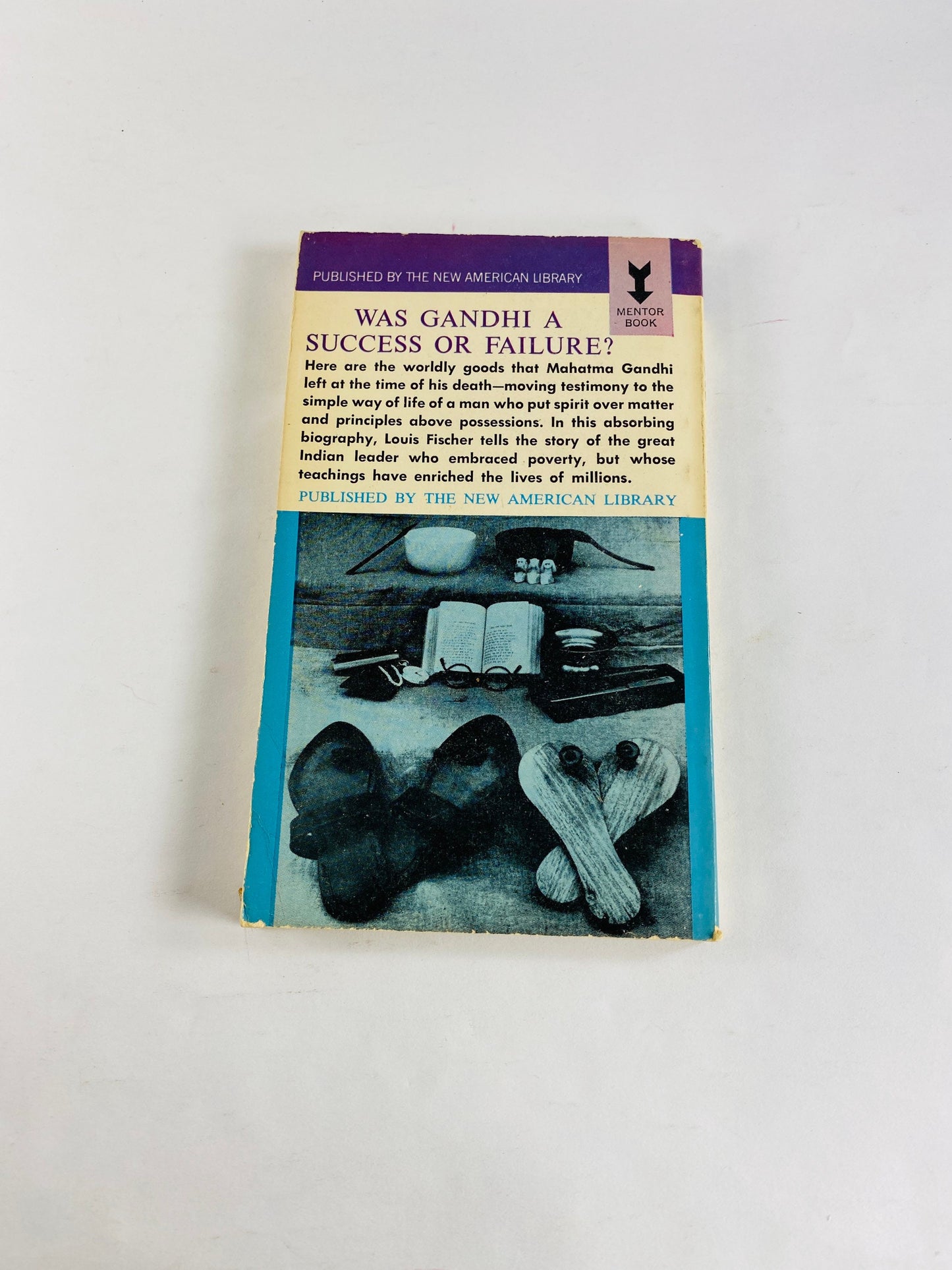 Mahatma Gandhi vintage paperback book by Louis Fischer circa 1954. Nonviolent resistance India's independence