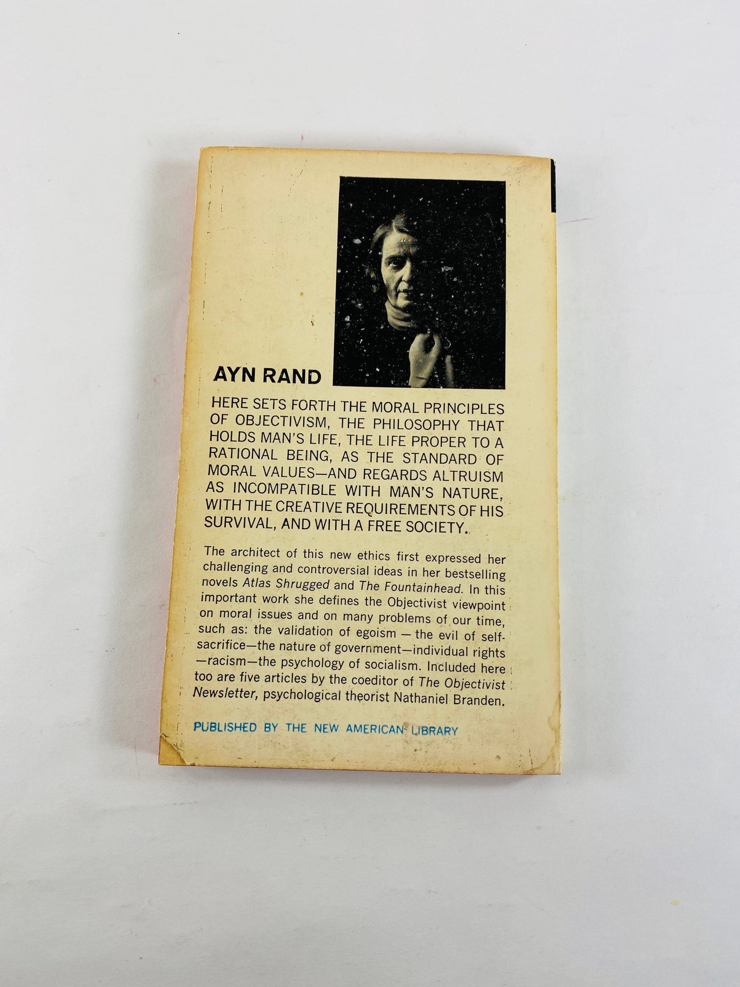 Ayn Rand Virtue of Selfishness vintage paperback book circa 1964. Objectivism explanation by the author of Atlas Shrugged.