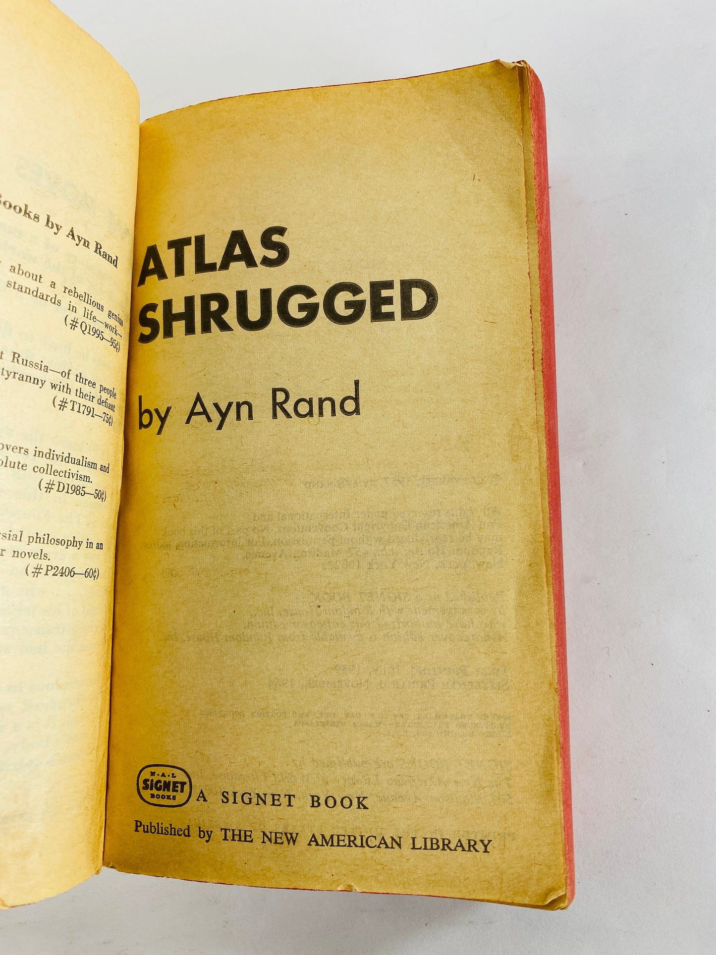 1964 Atlas Shrugged vintage Signet paperback book by Ayn Rand philosophy Objectivism capitalism