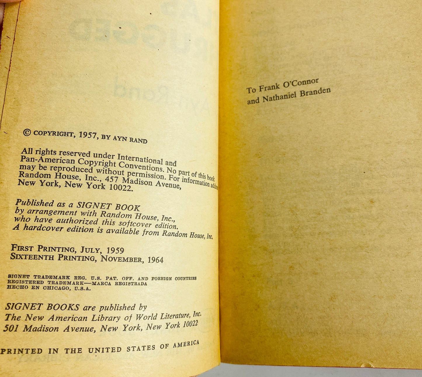 1964 Atlas Shrugged vintage Signet paperback book by Ayn Rand philosophy Objectivism capitalism