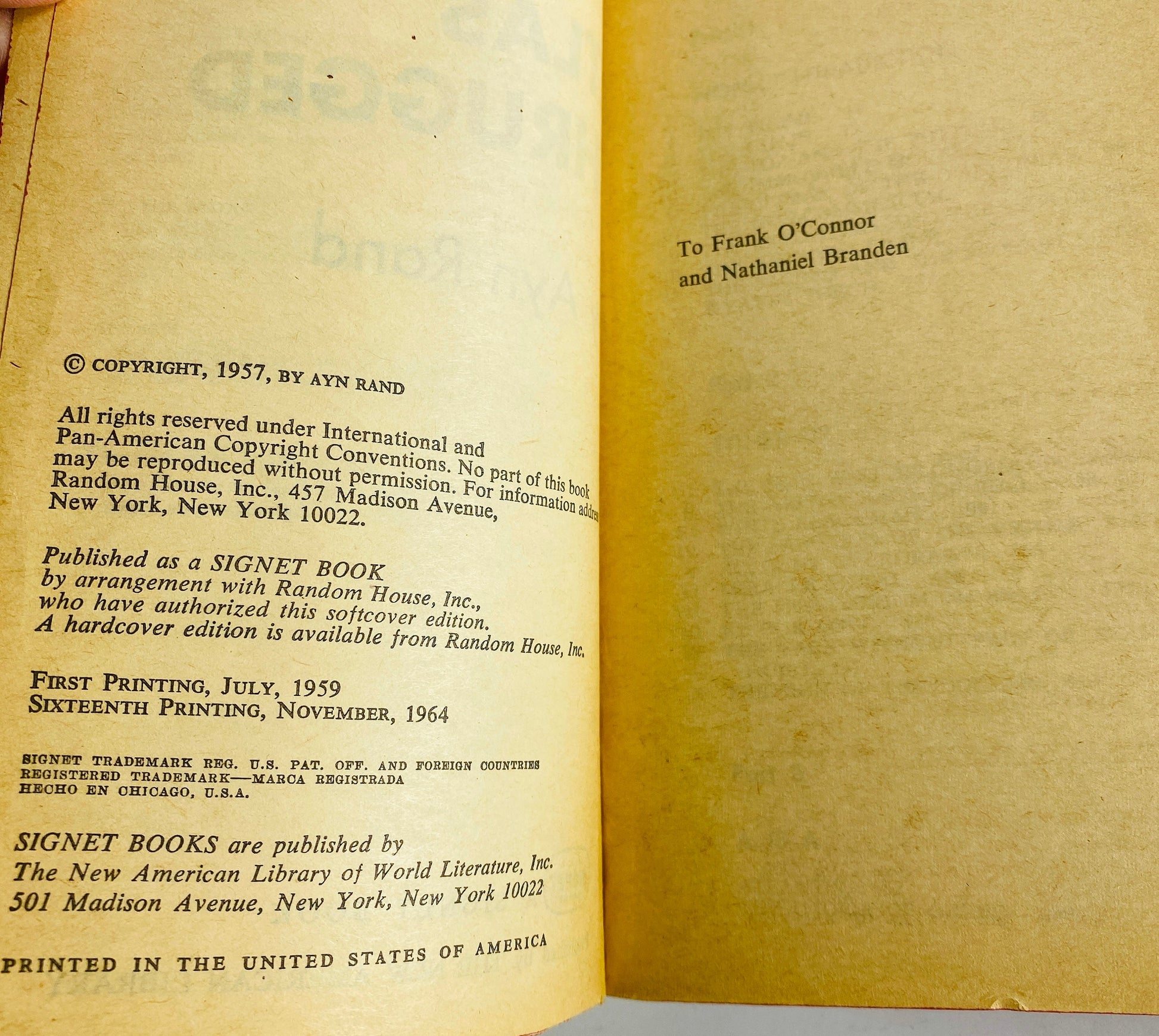 1964 Atlas Shrugged vintage Signet paperback book by Ayn Rand philosophy Objectivism capitalism