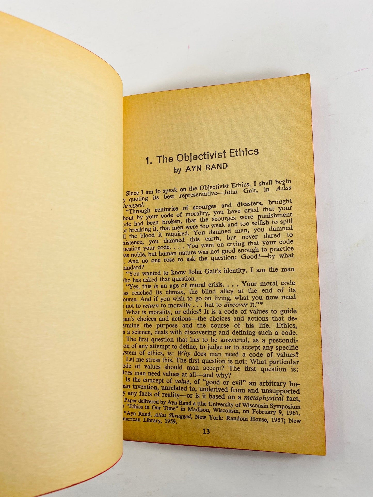 Ayn Rand Virtue of Selfishness vintage paperback book circa 1964. Objectivism explanation by the author of Atlas Shrugged.