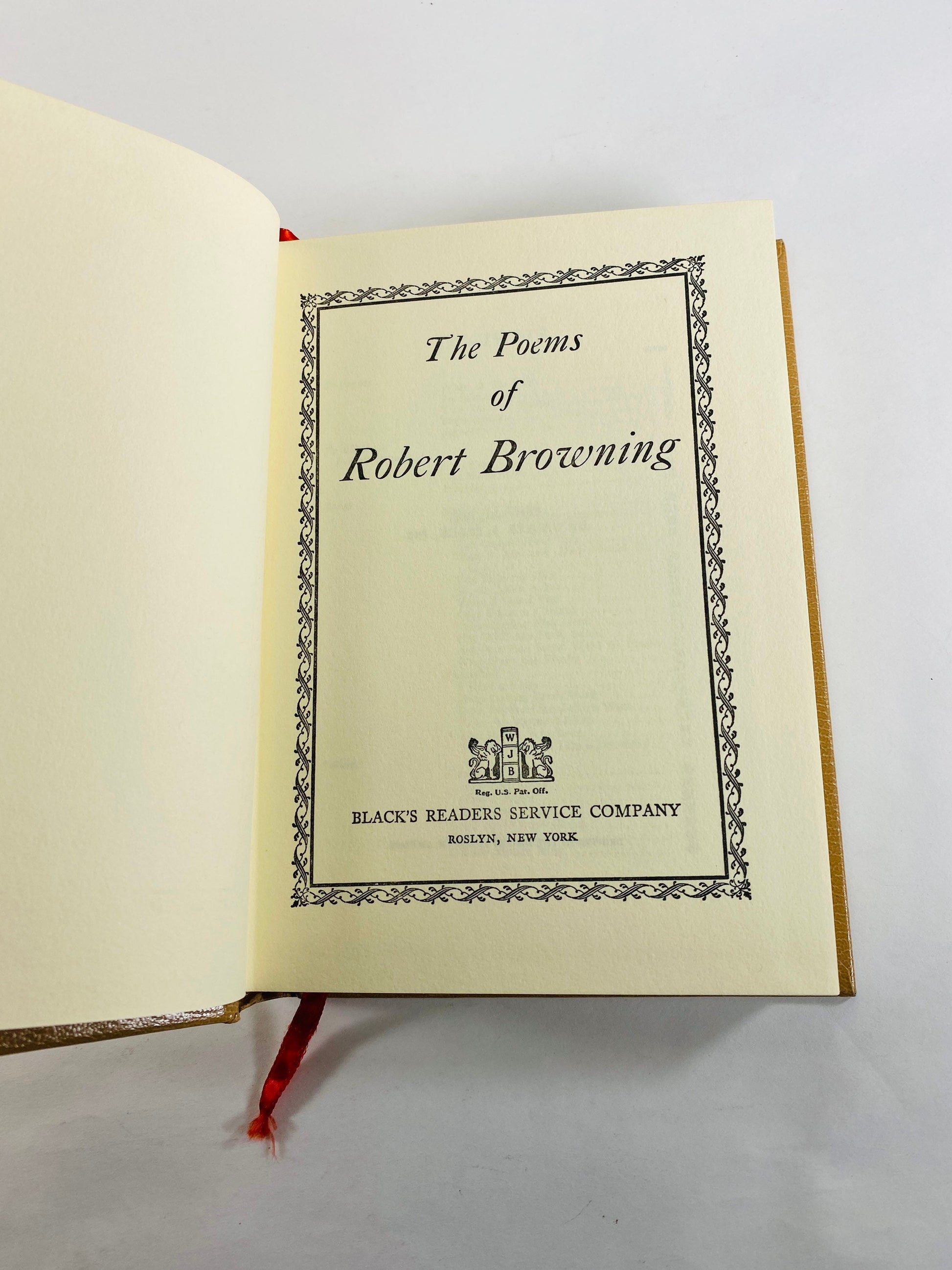 Poems of Robert Browning GORGEOUS beige and gold vintage book Poetry gift romance Walter J Black