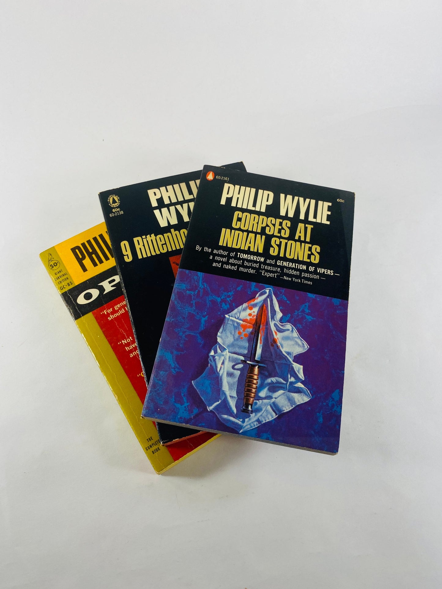 Philip Wylie FIRST & EARLY printing vintage paperback book lot circa 1950s and 60s Rittenhouse Square Corpses Opus 21