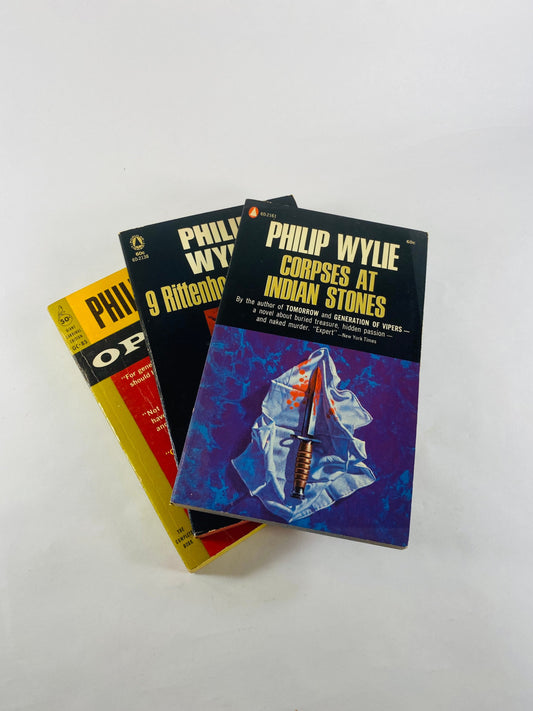 Philip Wylie FIRST & EARLY printing vintage paperback book lot circa 1950s and 60s Rittenhouse Square Corpses Opus 21