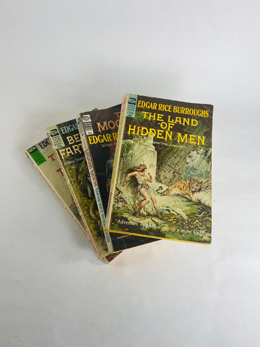 Edgar Rice Burroughs, author of Tarzan vintage paperback books People that Time Forgot Beyond Farthest Star Moon Men Land of Hidden Men