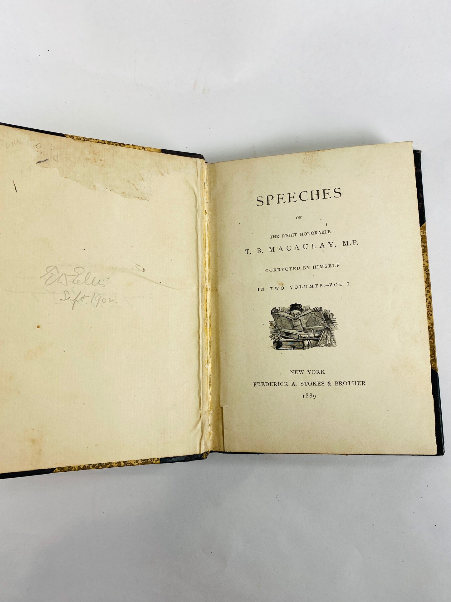 Antique leather brown Thackeray book set circa 1889 vintage book gilded gold volumes Scotland & Ireland speeches