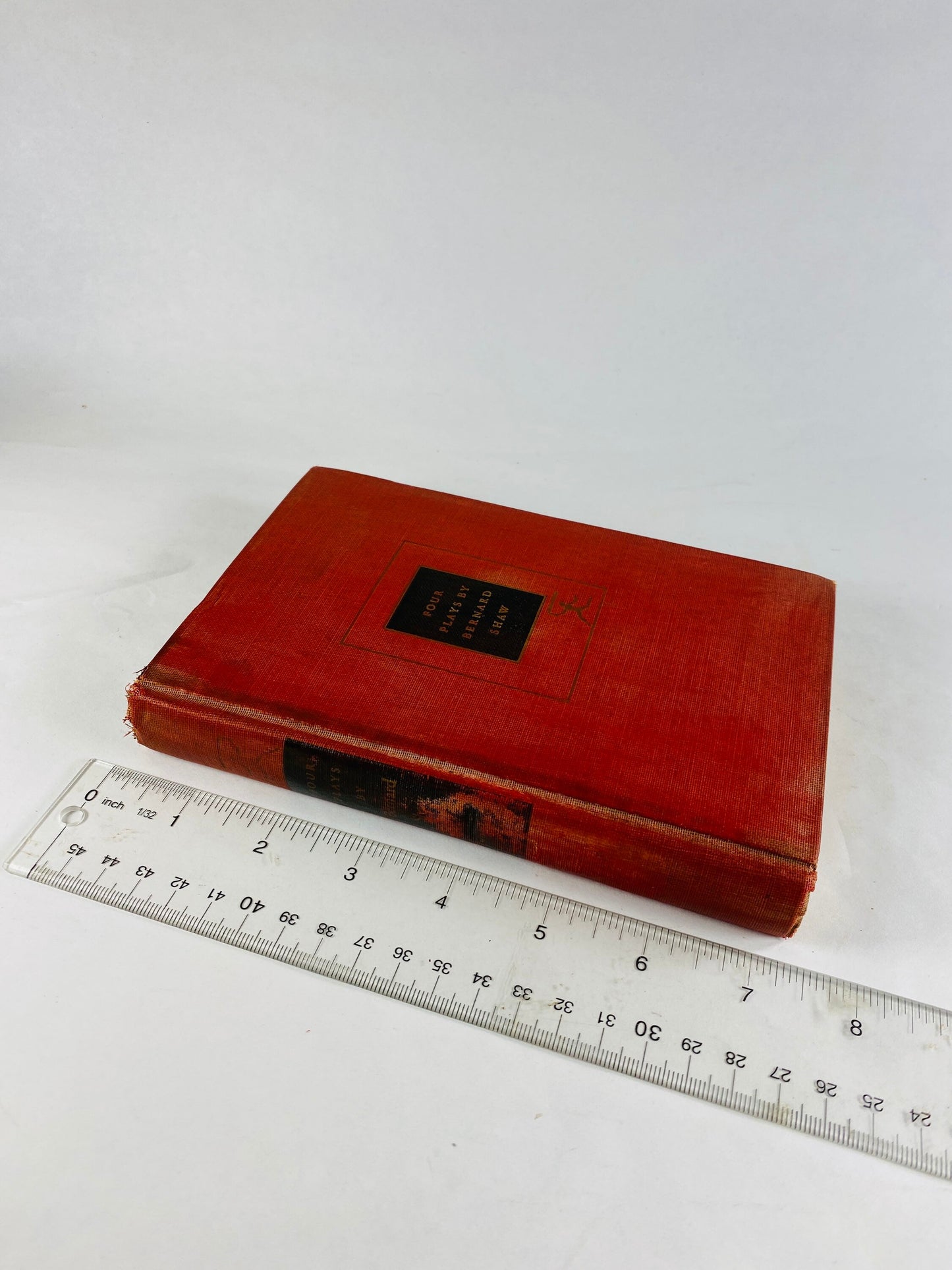 Bernard Shaw Four Plays Candida, Caesar & Cleopatra, Pygmalion and Heartbreak House. Vintage Modern Library book circa 1937. Red book decor.