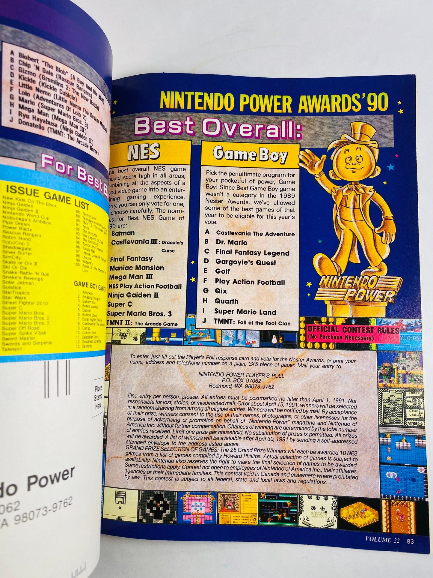 1990 Vintage Nintendo Power magazine featuring video game & Gameboy strategies