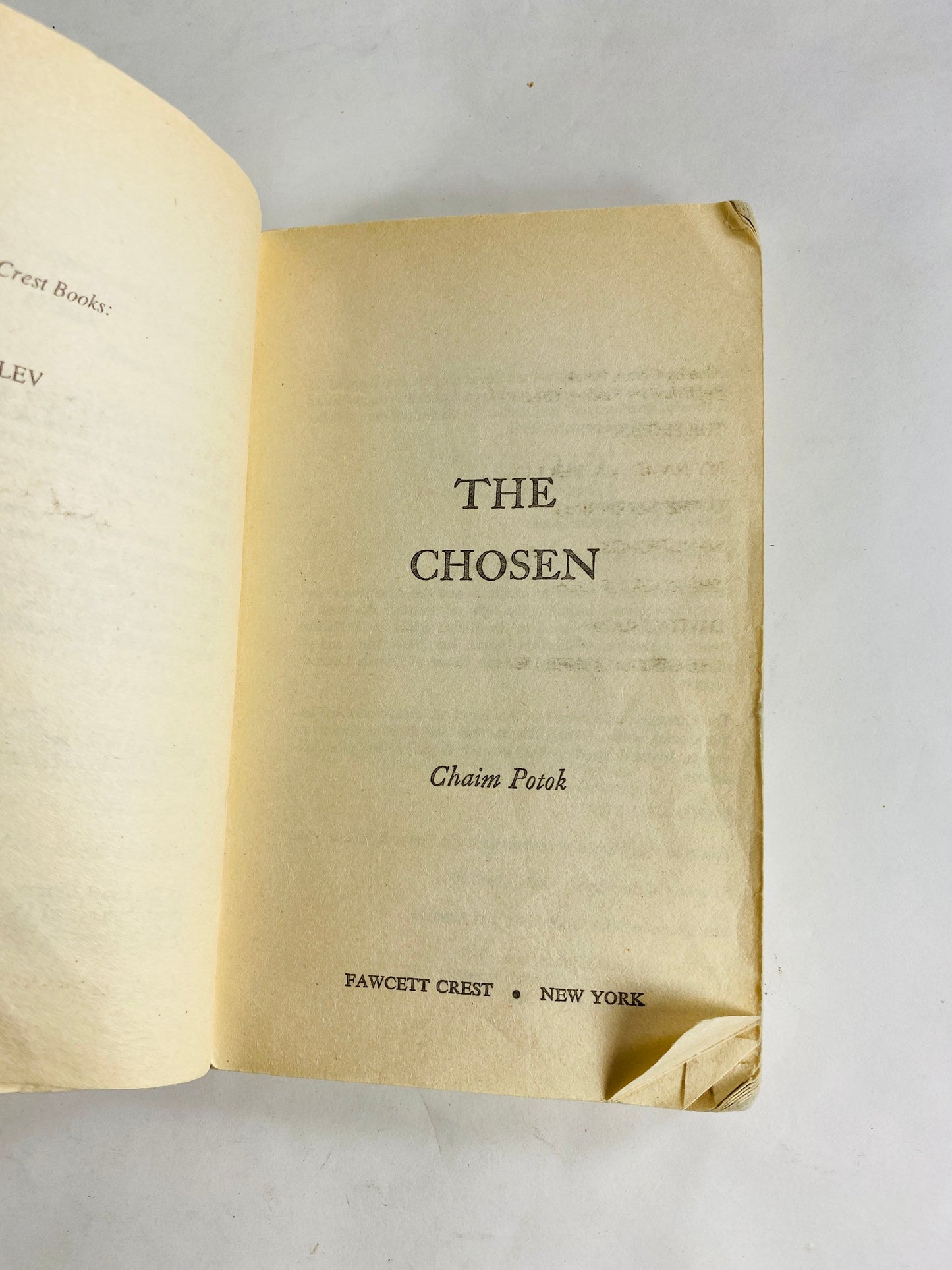 Chosen by Chaim Potok Vintage paperback book about growing up in Williamsburg Brooklyn, New York, in the 1940s. Jewish Literature