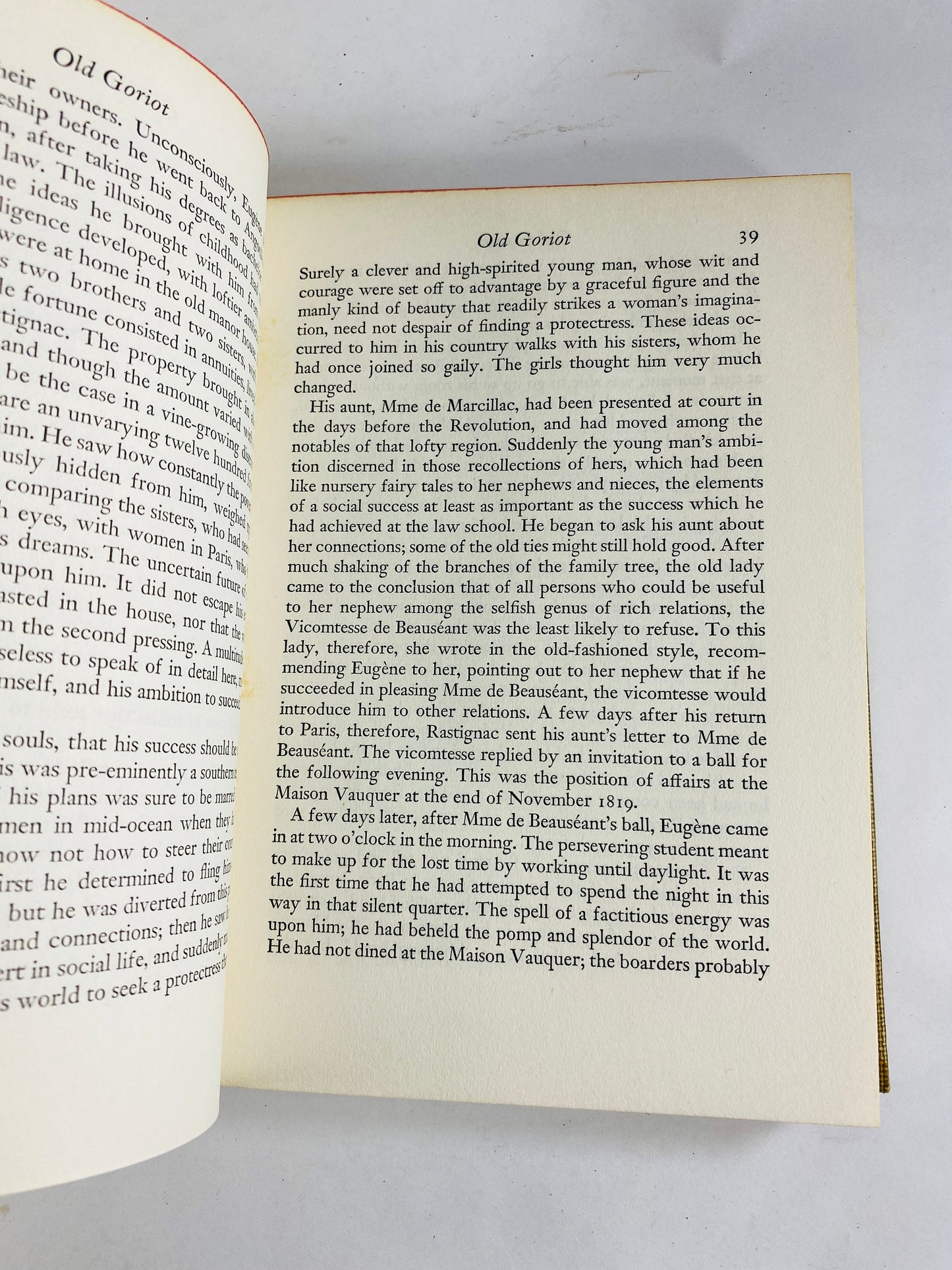 Honoré de Balzac Old Goriot Vintage beige cloth covered book circa 1946. Story of love, money, self-sacrifice, corruption, greed